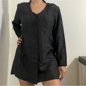 Vintage 100% silk shoulder pad button top size 10 Venechi